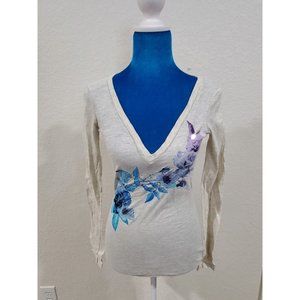 American Eagle Rose And Sequin Longsleeve Shirt Top Size XS/TP